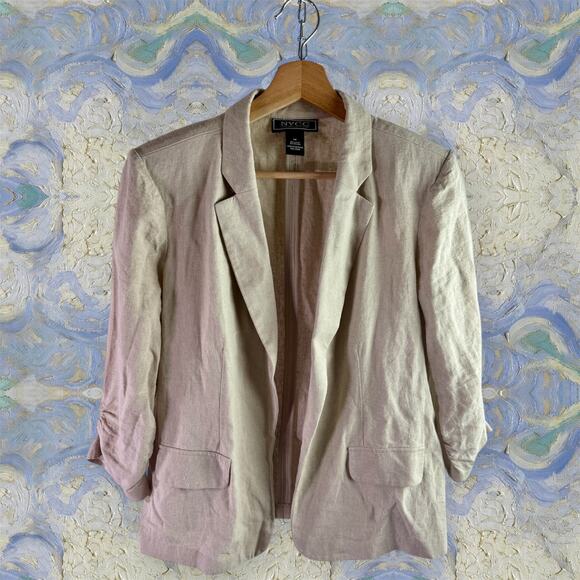NYCC New York Clothing Company Women's Medium Linen Blend Open Front Blazer - Picture 1 of 9